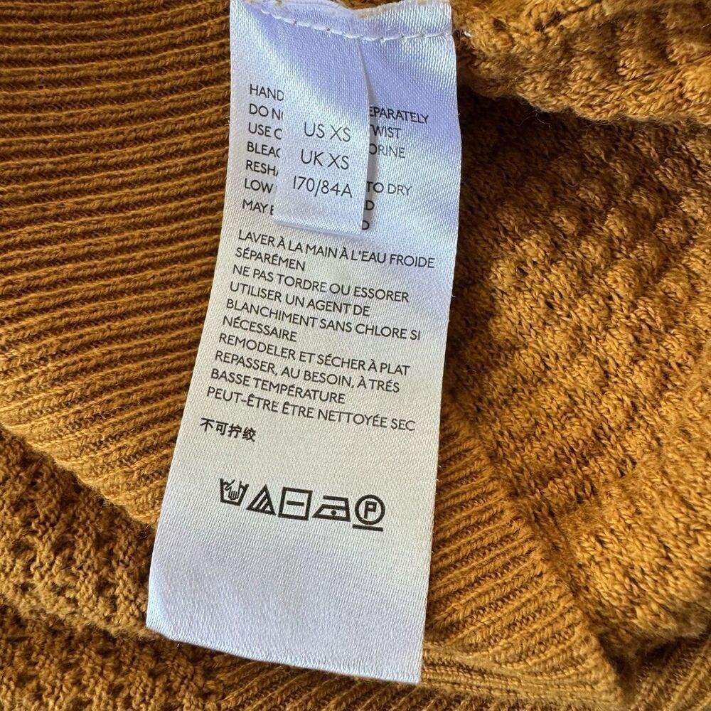 By Anthropologie Martina Pointelle Boho Crochet Sweater Tee Women’s XS Honey - Picture 6 of 9